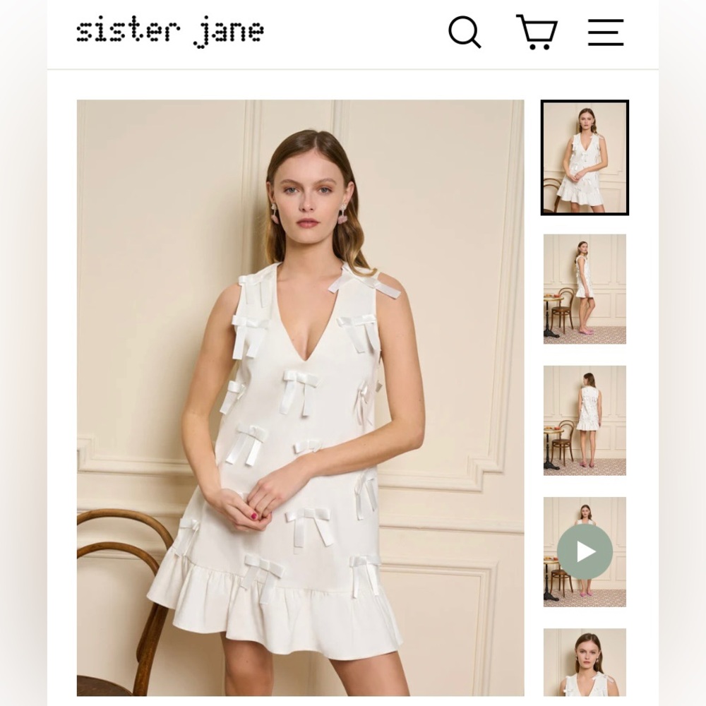 Sister Jane White Bow-Embellished Mini Dress